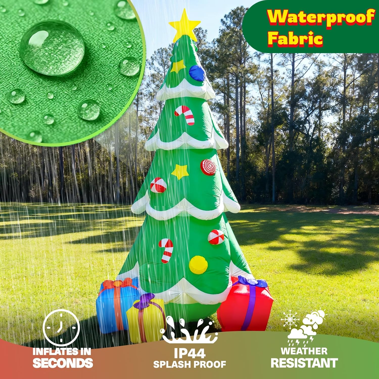 9 FT Christmas Tree Inflatable Outdoor Decoration,Giant Blow up Christmas Tree with 3 Gift Boxes, Christmas Decoration with Built-in LED Lights for Yard, Blow Up Xmas New Year Lawn Decor - Image 7