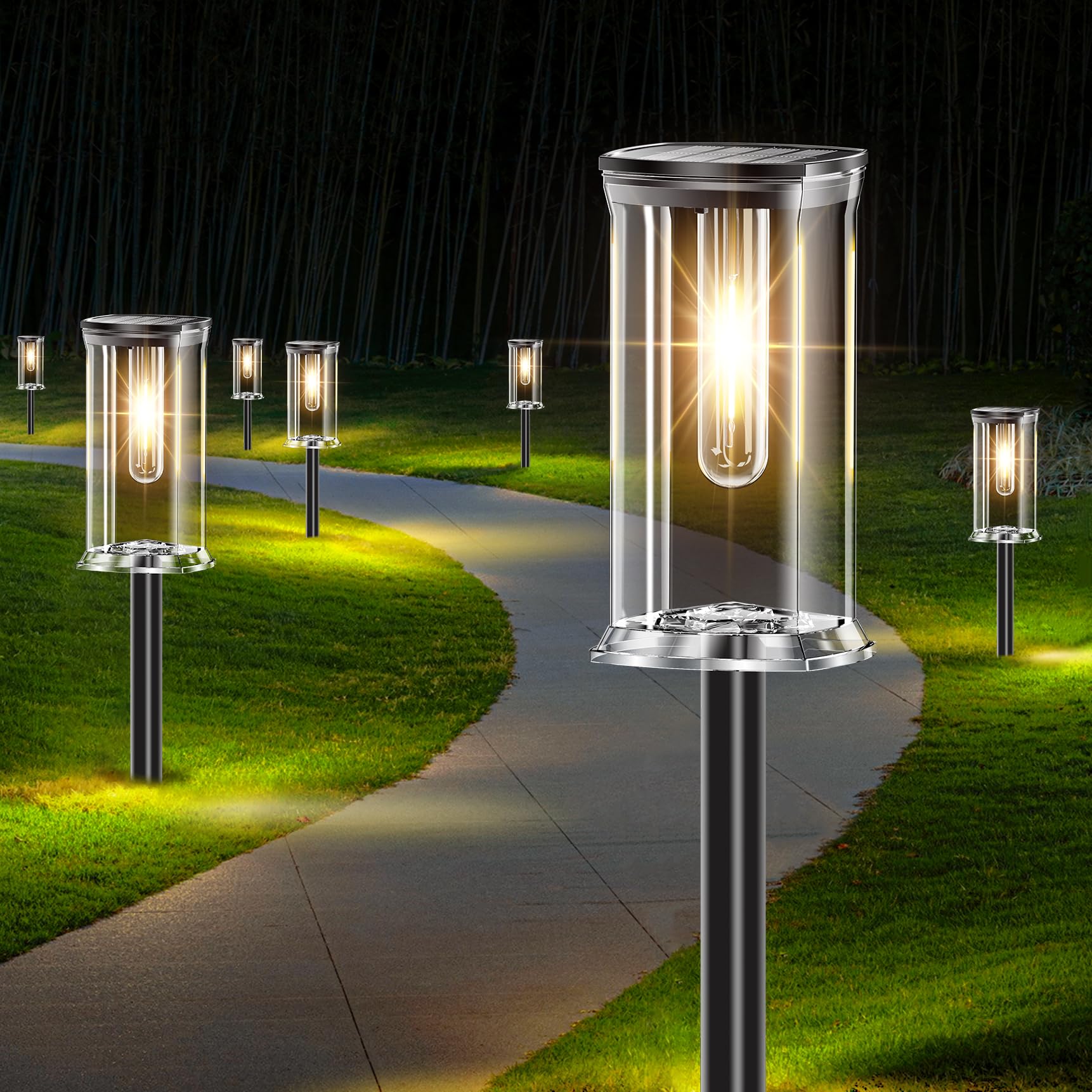 SOLARBABY Lampes Solaires Extérieur Jardin - Lot de 12 LED Blanc Chaud, Lampe Solaire Jardin IP65 Étanche, Éclairage Jardin Solaire Auto, Lampes Solaires Décoratives pour Allée Chemin Pelouse Piscine