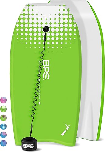 BPS Storm Bodyboard with Premium Coiled Leash - Lightweight with EPS Core Durable for All Wave Conditions