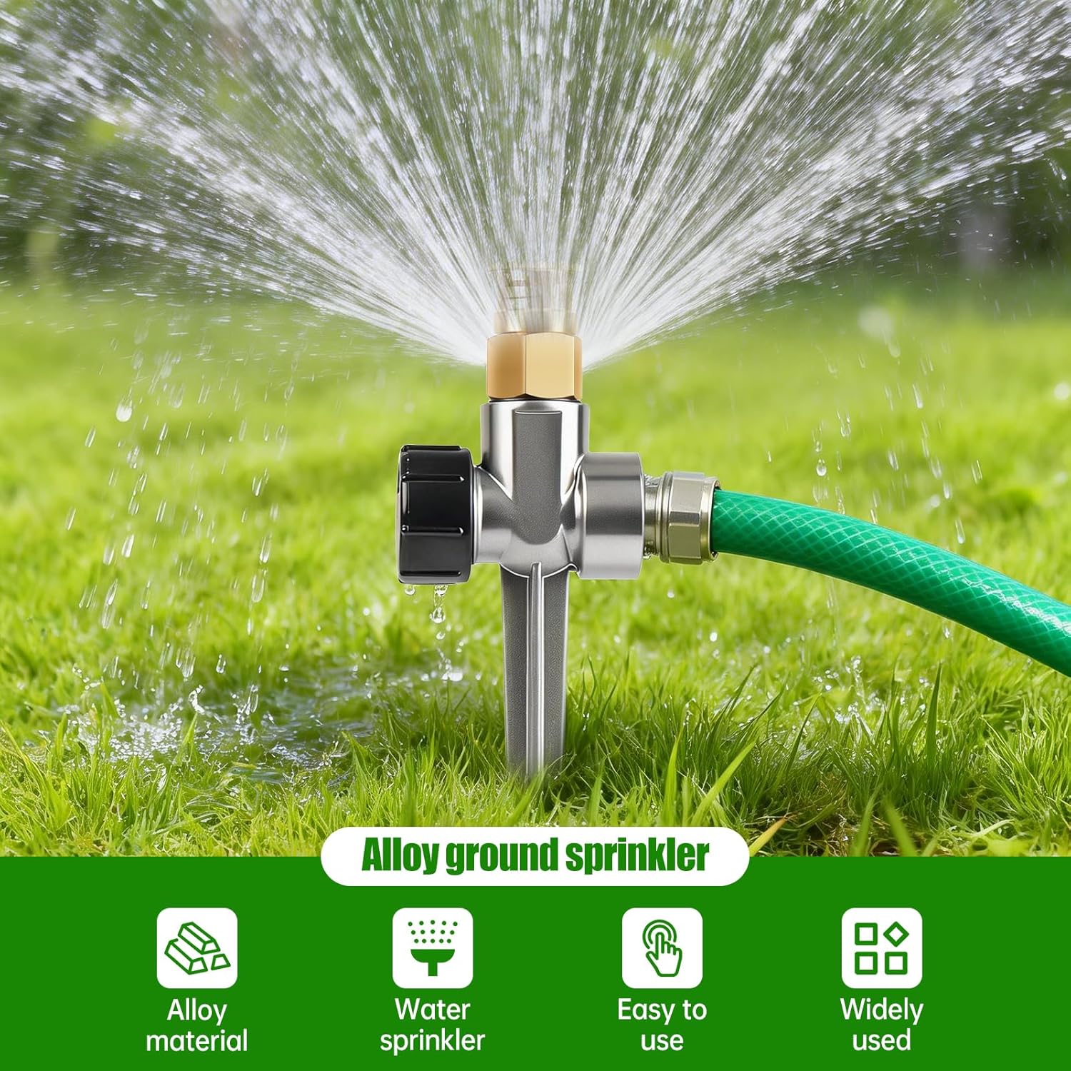3 Pack Metal Lawn Sprinklers for Yard,Automatic Water Sprinklers with 3PCS Replaceable Parts, Brass Sprinkler Nozzle for Lawn Grass and Garden Irrigation