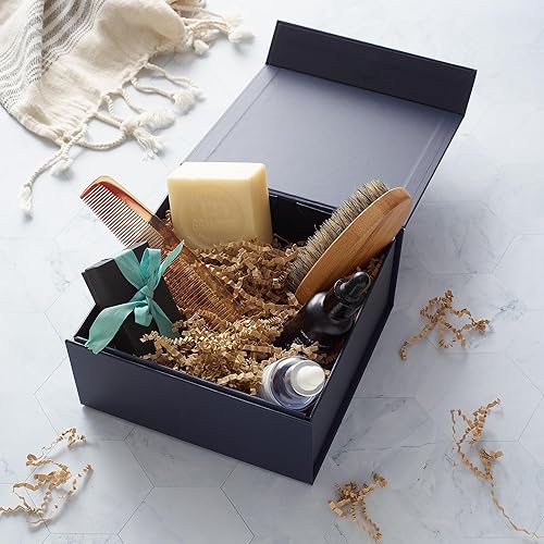 Miniatura 10 de CECOBOX Caja de regalo de 6 x 6 x 2.75 pulgadas, 5 unidades, cierre magnético plegable negro mate para embalaje de regalo, caja de propuesta de dama