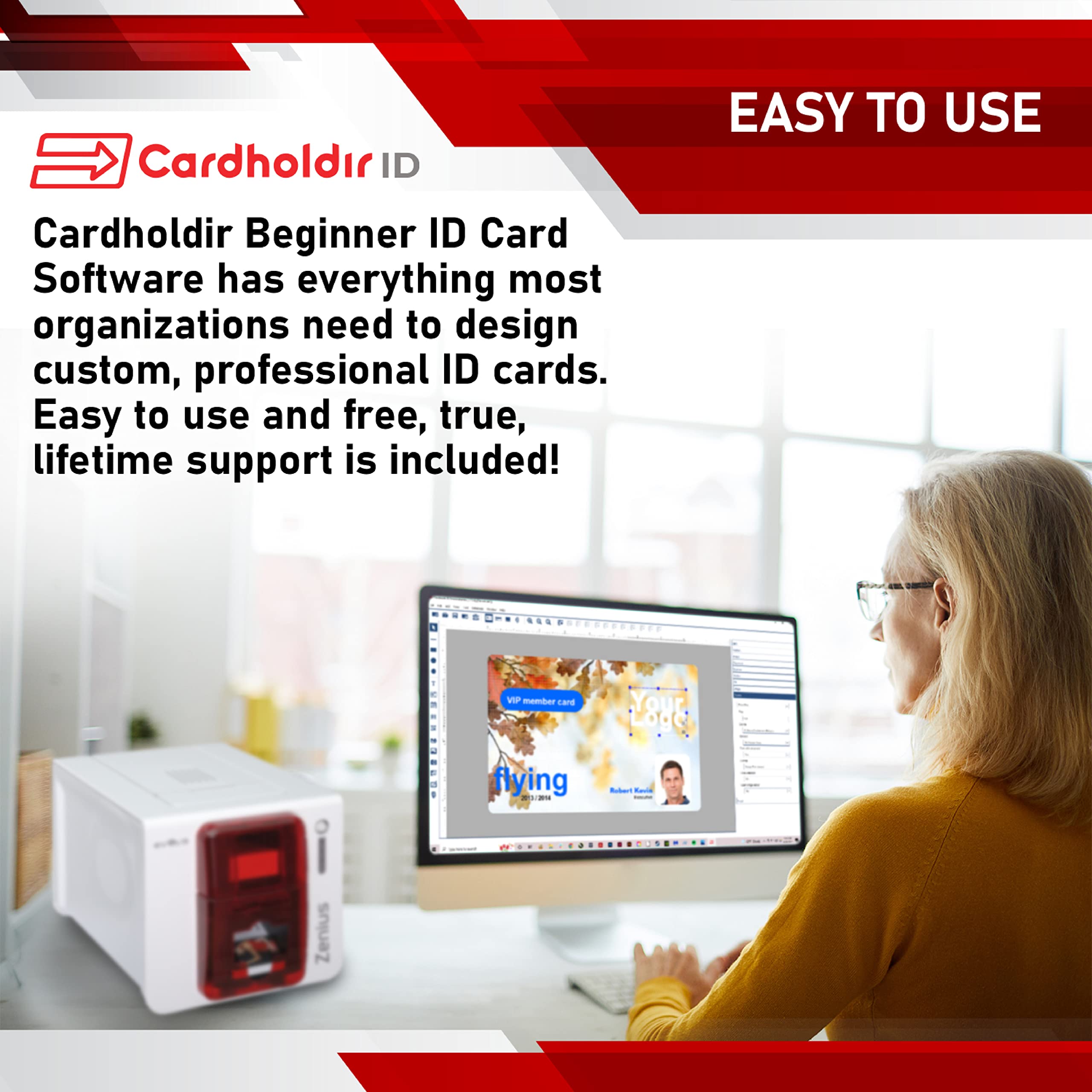 Cardholdir ID Software by Easy Badges- PC & MAC ID Card Design Printer Software - Beginner Edition