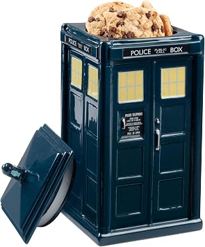 Doctor Who Tardis Ceramic Cookie Jar, 10 - Airtight Police Box Canister For Treats, Snacks, Dog Food & More - Officially Licensed - Special Dr. Who Season Decor Gift for Adults, Men, Women