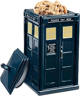 Doctor Who TARDIS Cookie Jar - Collectible Ceramic Dr. Who Police Box with Lid - 10"h