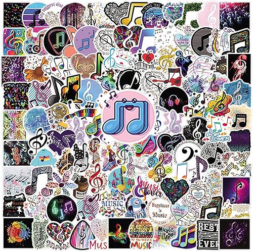 200 PCS Musical Note Stickers Cartoon Aesthetic Waterproof Vinyl Sticker for Water Bottle Laptop Phone Scrapbooking Journaling Gifts for Adults