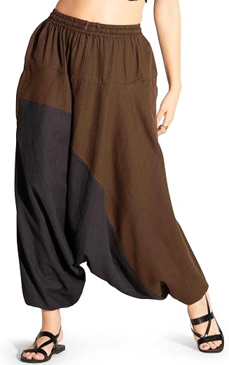The Veshti Company Women's Cotton Low Crotch Hippie Harem Pants, Oversized Yoga Pajama Jogger Loose Boho Aladdin Pant