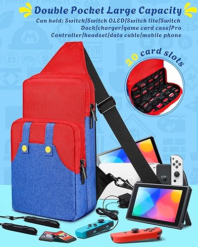 Miniatura 4 de Lotadilo Travel Bag for Nintendo SwitchLite OLED for Over 6 Years Old Switch Backpack Carrying Crossbody Shoulder Gaming Bag Large Capacity Portable