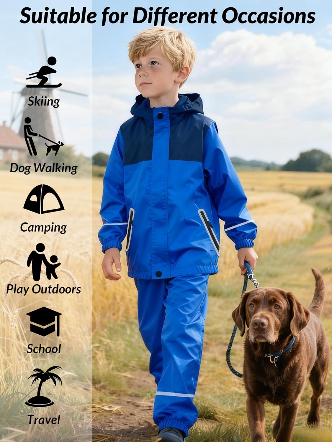SWISSWELL Kids Rain Suit Boys Girls Youth Waterproof Rain Gear Breathable Reflective Raincoat and Pants - Image 7