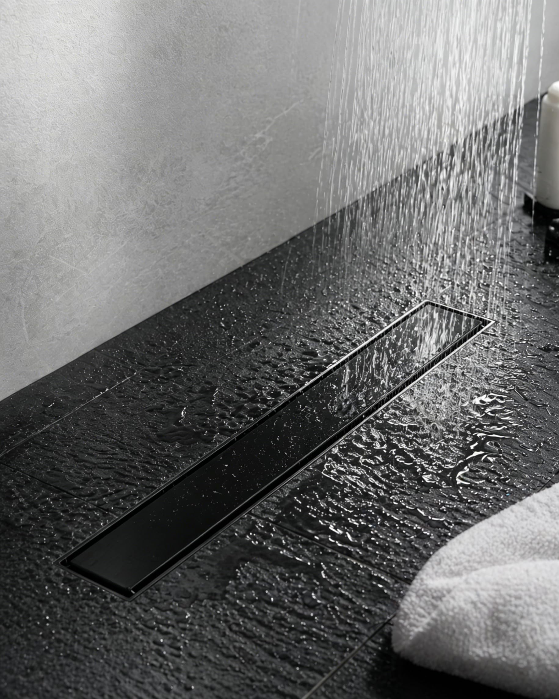 24 Inch Matte Black Linear Shower Drain