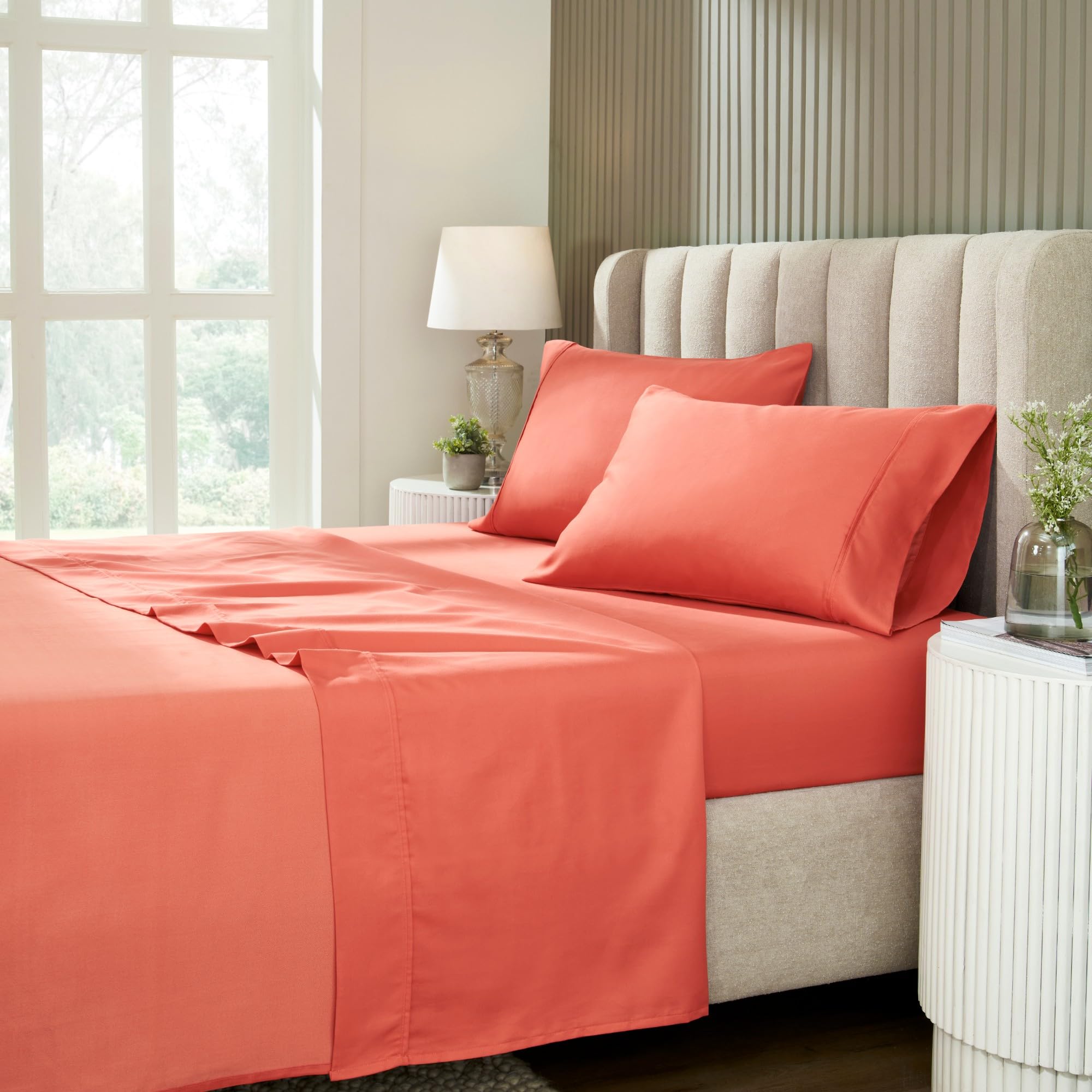 Parure de lit 1200 fils en coton doux qui ne glisse pas sur les matelas épais