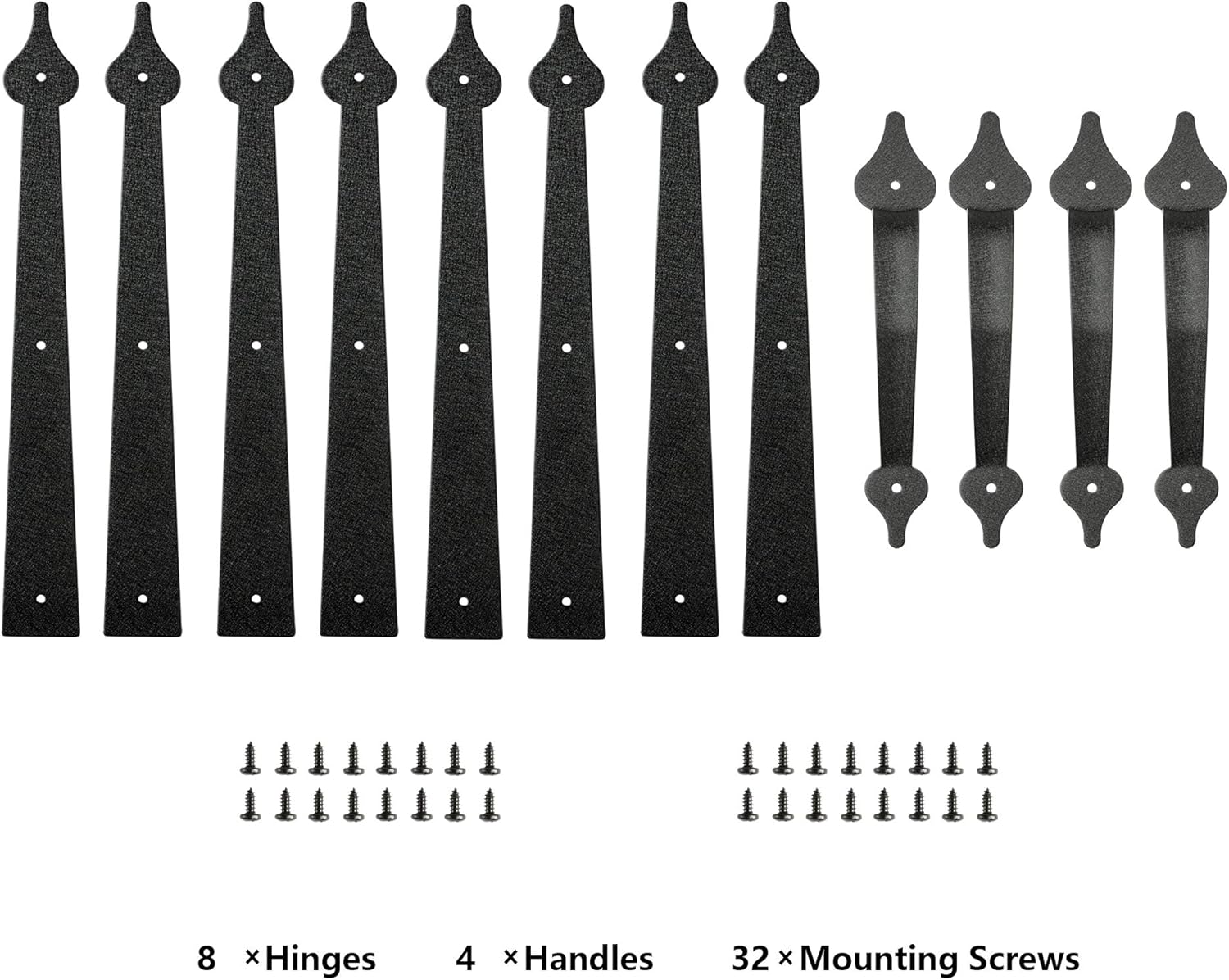 skysen Steel Garage Door Decorative Hinges Handles Accents Hardware kit Screw Mount,Black(tckls-2 Pack)