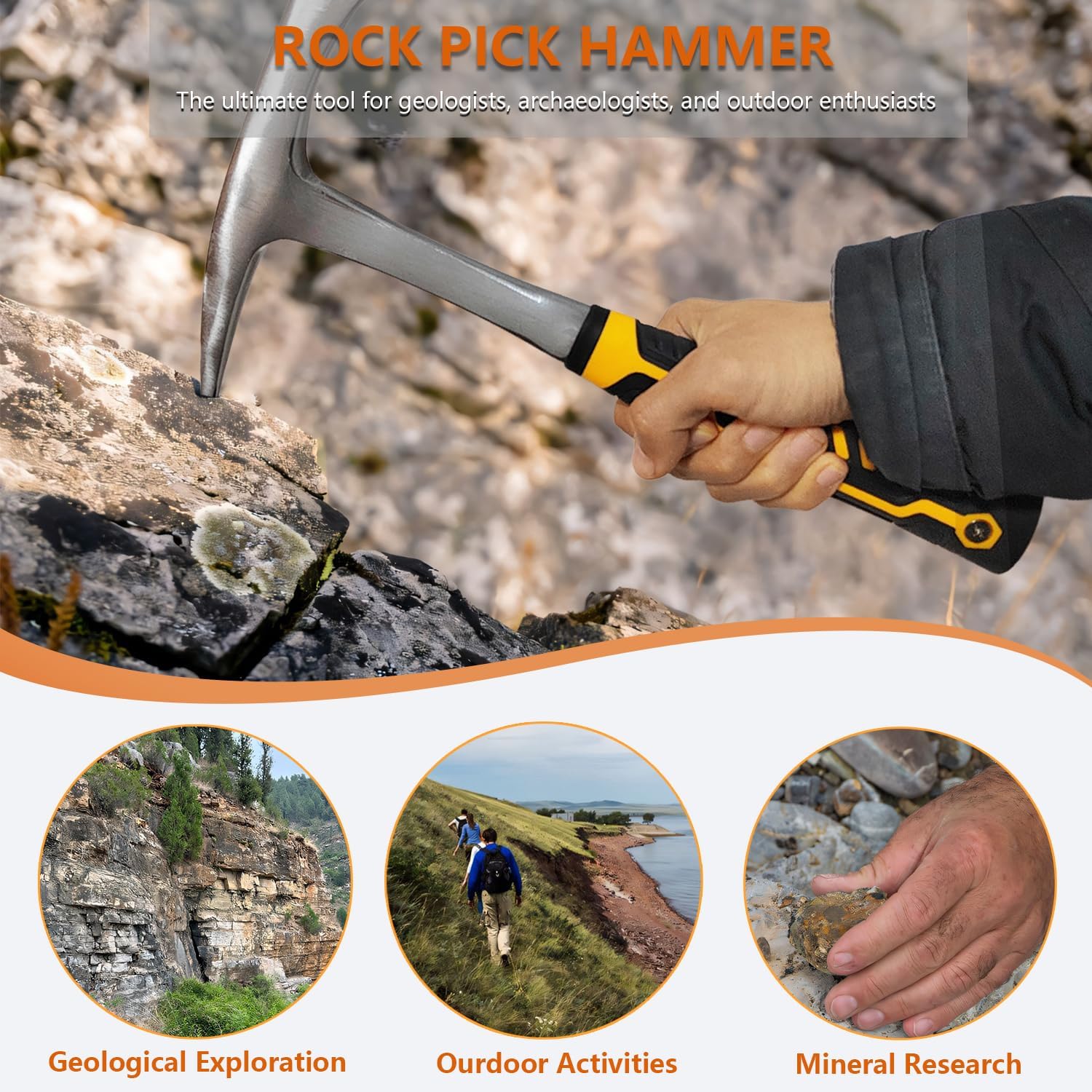 Hymnorq Welding Chipping Hammer with Shock Reduction Handle and Forged High Carbon Steel Steel Body, 27 oz Hand Tool for Slag Removal and Rock Pick