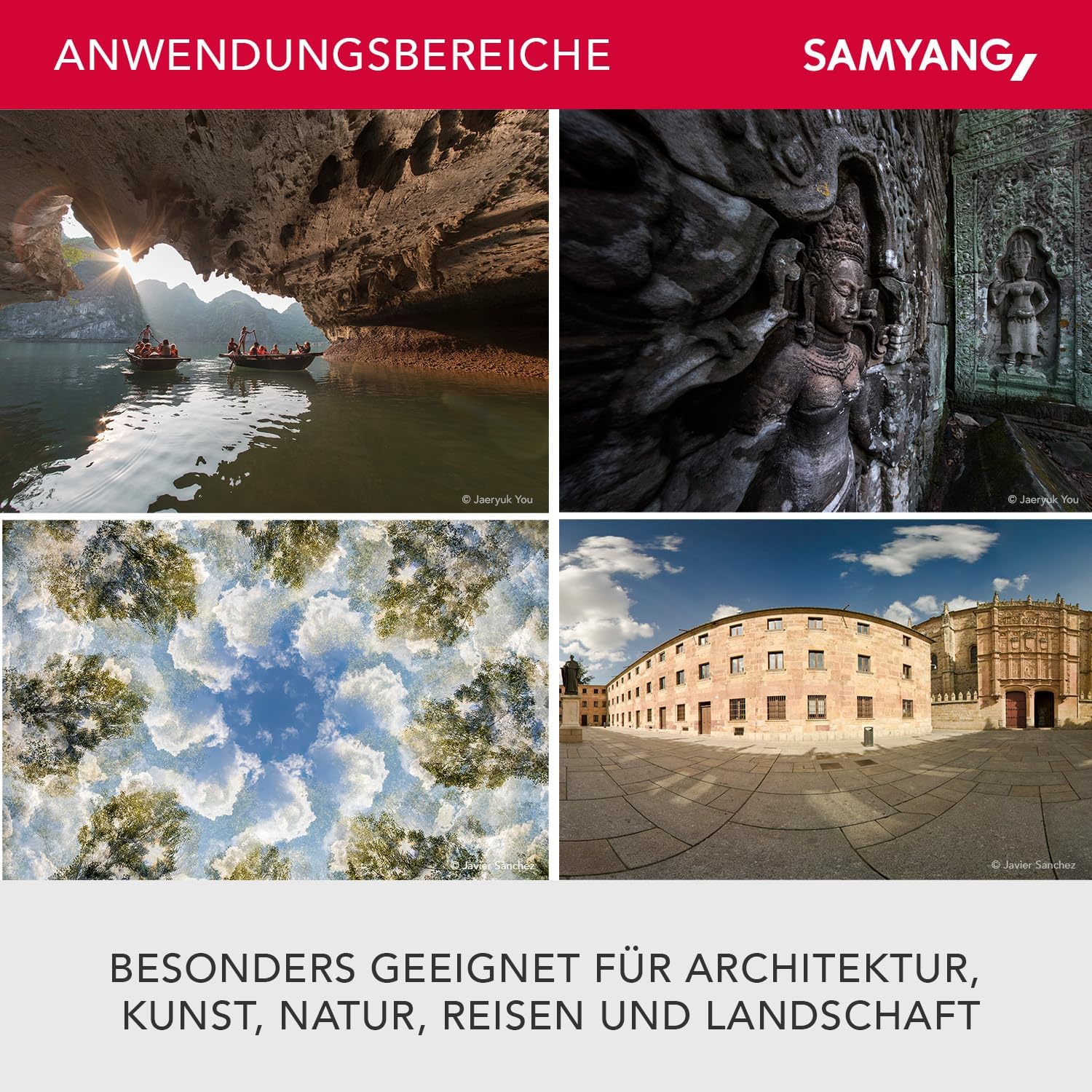 Example application areas for Samyang 8mm Fisheye Lens