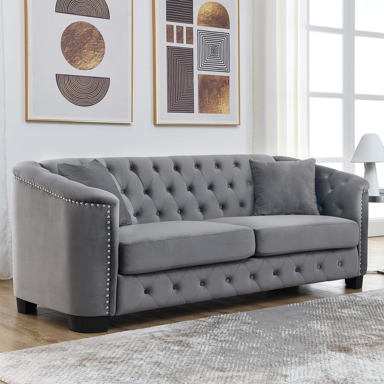 Amazon.com: JEEOHEY Velvet Chesterfield Couch - Oversized 3