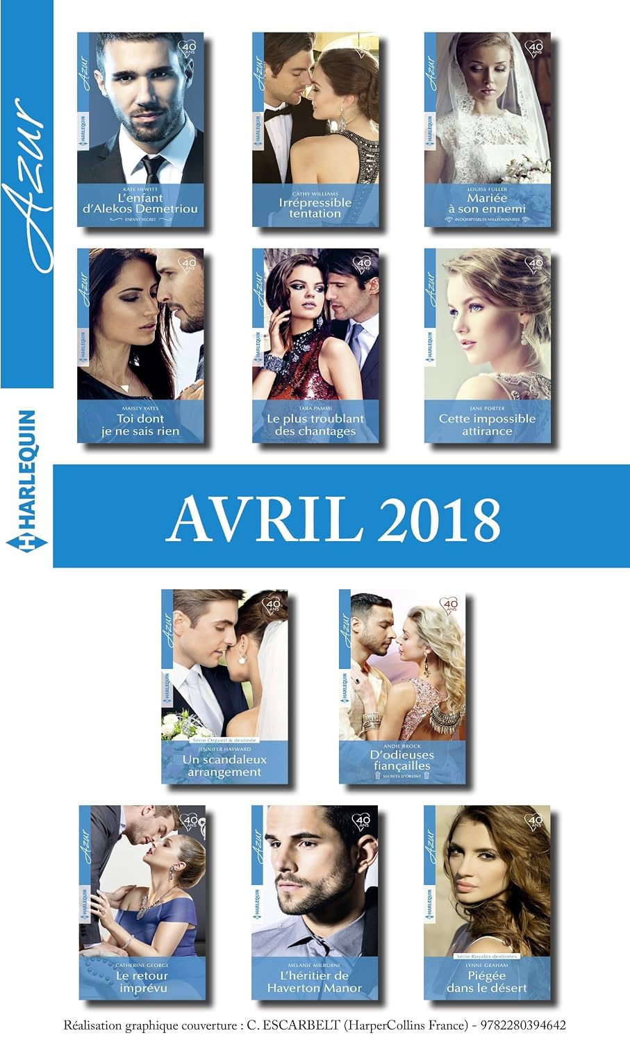 11 romans Azur + 1 gratuit (n° 3938 à 3948 - Avril 2018) (French Edition)