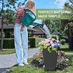 Large Square Tall Planters - 21'' Lightweight Flower Pots with Drainage Design for Indoor/Outdoor (Black,Set of 2)
