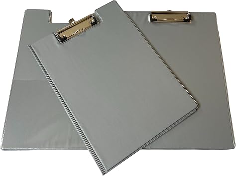 Janrax Grey Foldover Clipboard – A4 Folding Clipboard with Front Cover, Inside Pocket & Hanging Hook