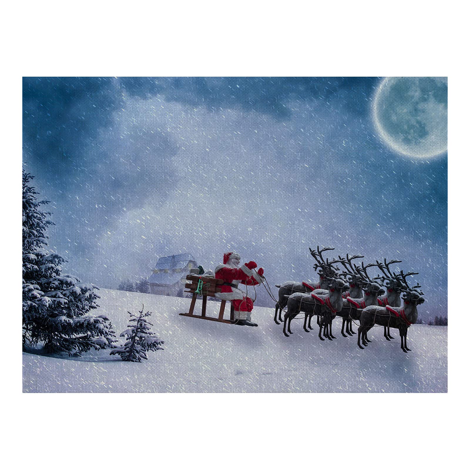 Juego de 8 manteles individuales de Navidad para vacaciones, lavables, Papá Noel, paseos, trineo, 32 x 42 cm, regalo de invierno, Navidad, Año Nuevo