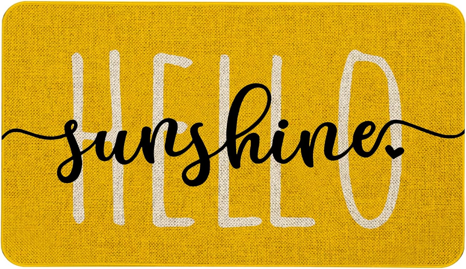 Mloabuc Hello Sunshine Door Mat Summer Funny Text Indoor mat,Holiday Creative Decorative Seasonal Burlap Spring Welcome Floor Yellow Mat Switch Mat for Outdoor 17 x 30 in