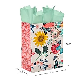 Hallmark 9 Medium Gift Bag with Tissue Paper (Bright Flowers) for Easter, Birthdays, Bridal Showers, Weddings, Baby Showers, Mother\'s Day