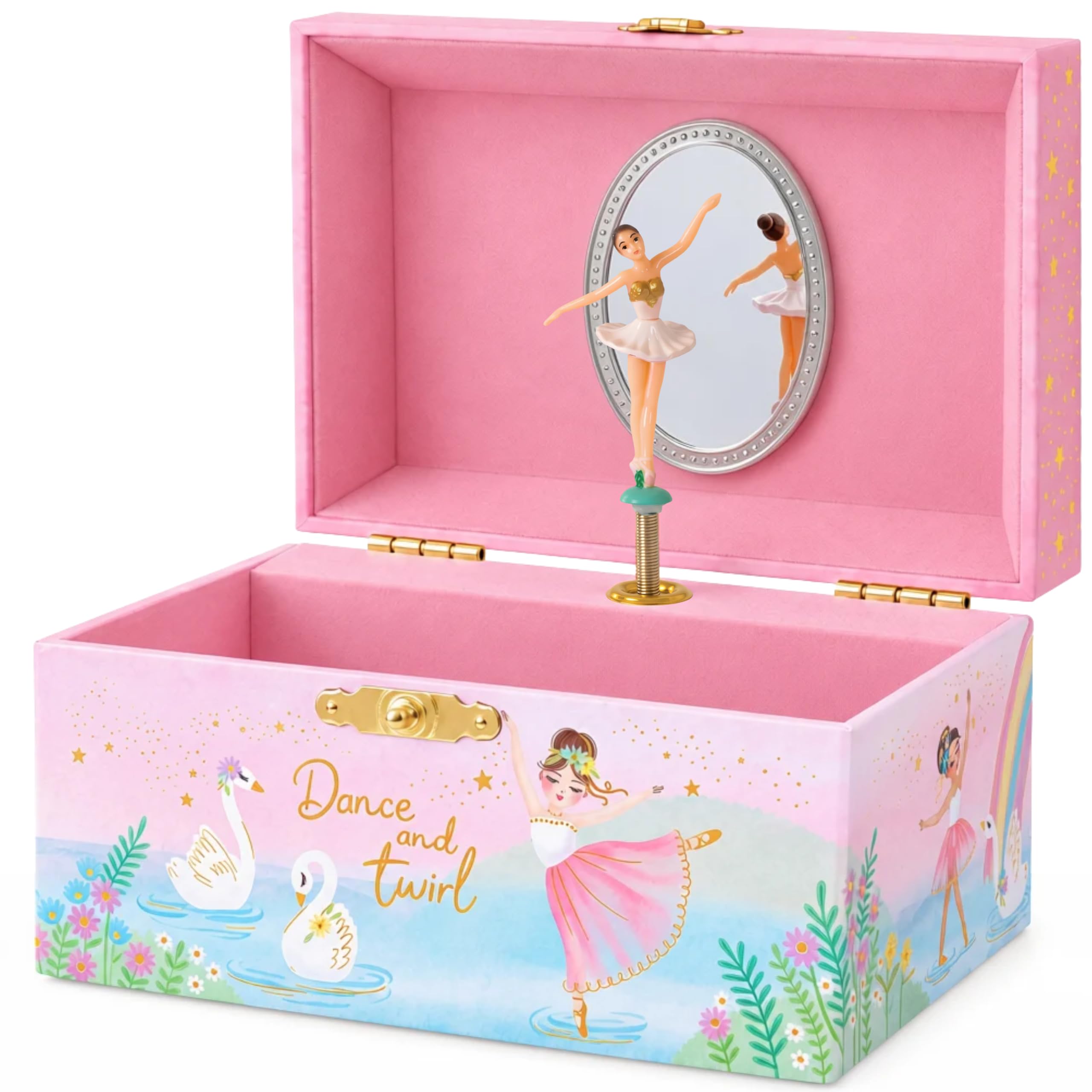 Giggle & Honey® Schmuckkästchen Mädchen Musik Box & Ballerina | Ballerina-Spieluhr mit Spiegel & Drehfigur, Schmuckschatulle Kinder, Geschenk Mädchen 5 Jahre, Spielzeug ab 3 Jahre