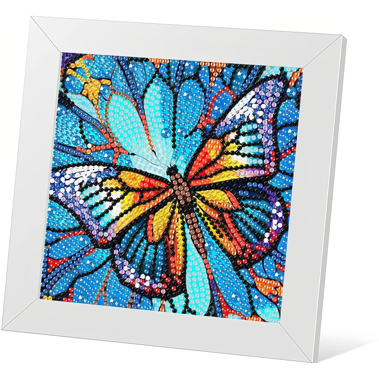 Pintura de Diamantes 5D para Niños con Marco de Madera，Kit Completo de Cuadro de Diamantes Mariposa, kit de arte DIY,Pintura con Diamantes para Decoración Infantil,para Decorar y Regalar (17x17 cm)