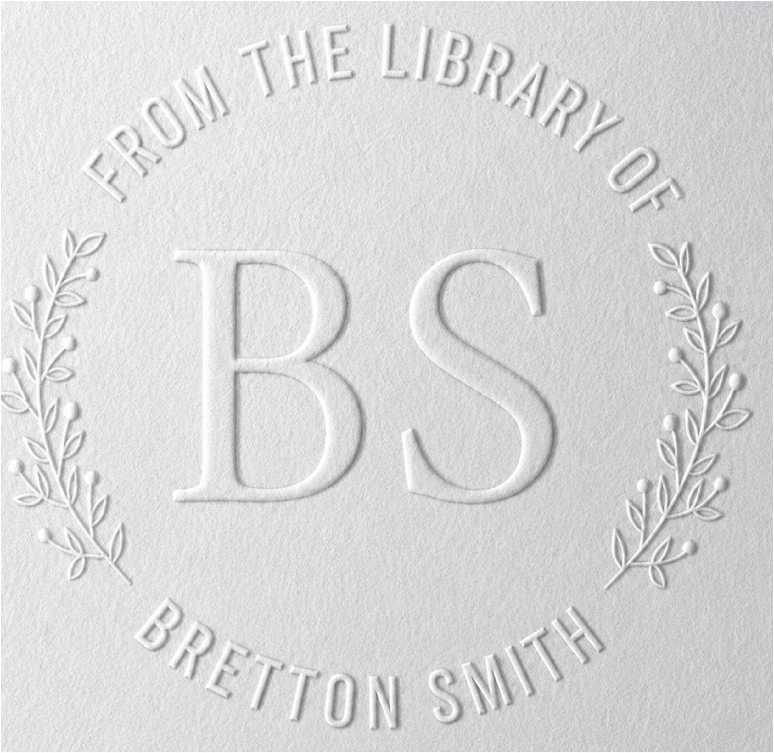 10+ Designs Custom Book Embosser with Your Name from the Library of, Book Belongs to, Floral Ex Libris, Great Book Lover Gift 1 x 5/8" (Initials)