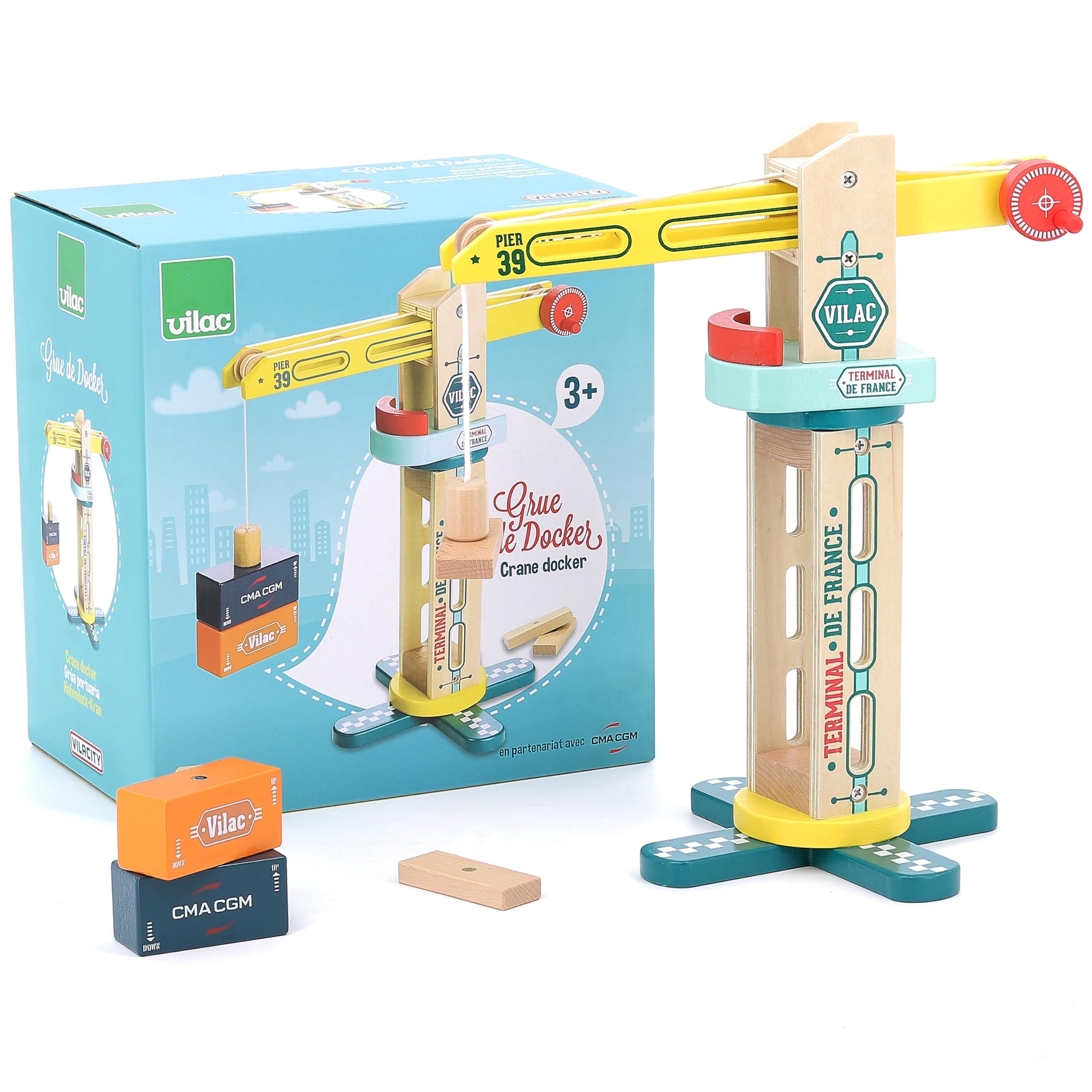 Vilac - Grue de Docker Vilacity 30 cm - Enfants 3 Ans+