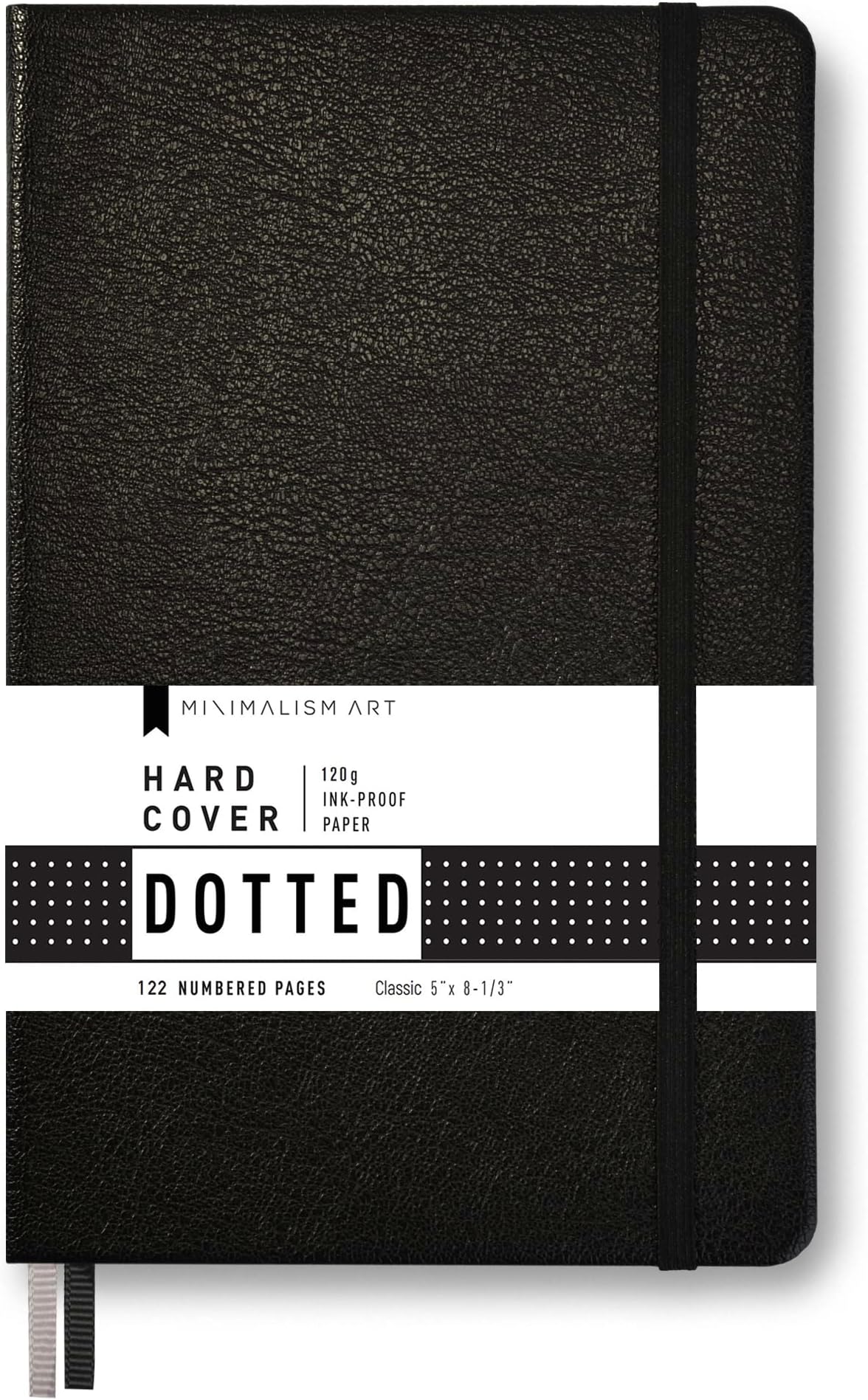 Minimalism Art, Classic Notebook Journal, A5 Size 5 X 8.3 inches, Black, Dotted Grid Page, 192 Pages, Hard Cover, Fine PU Leather, Inner Pocket, Quality Paper-100gsm, Designed in San Francisco