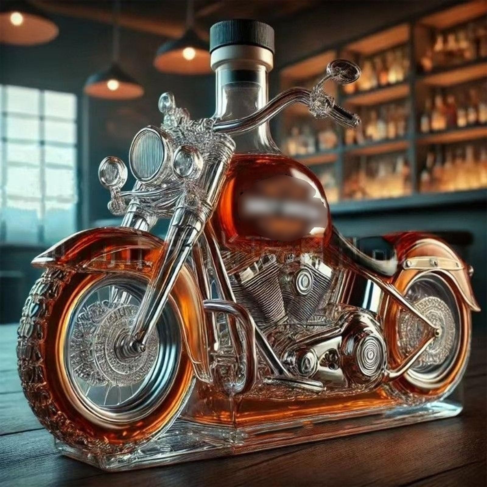 Karafka do whisky rzeźba 3D 300 ml w kształcie karafki motocyklowej whisky ozdoby dozownika wina figurki tematyczne motocyklista z męską whisky (A)
