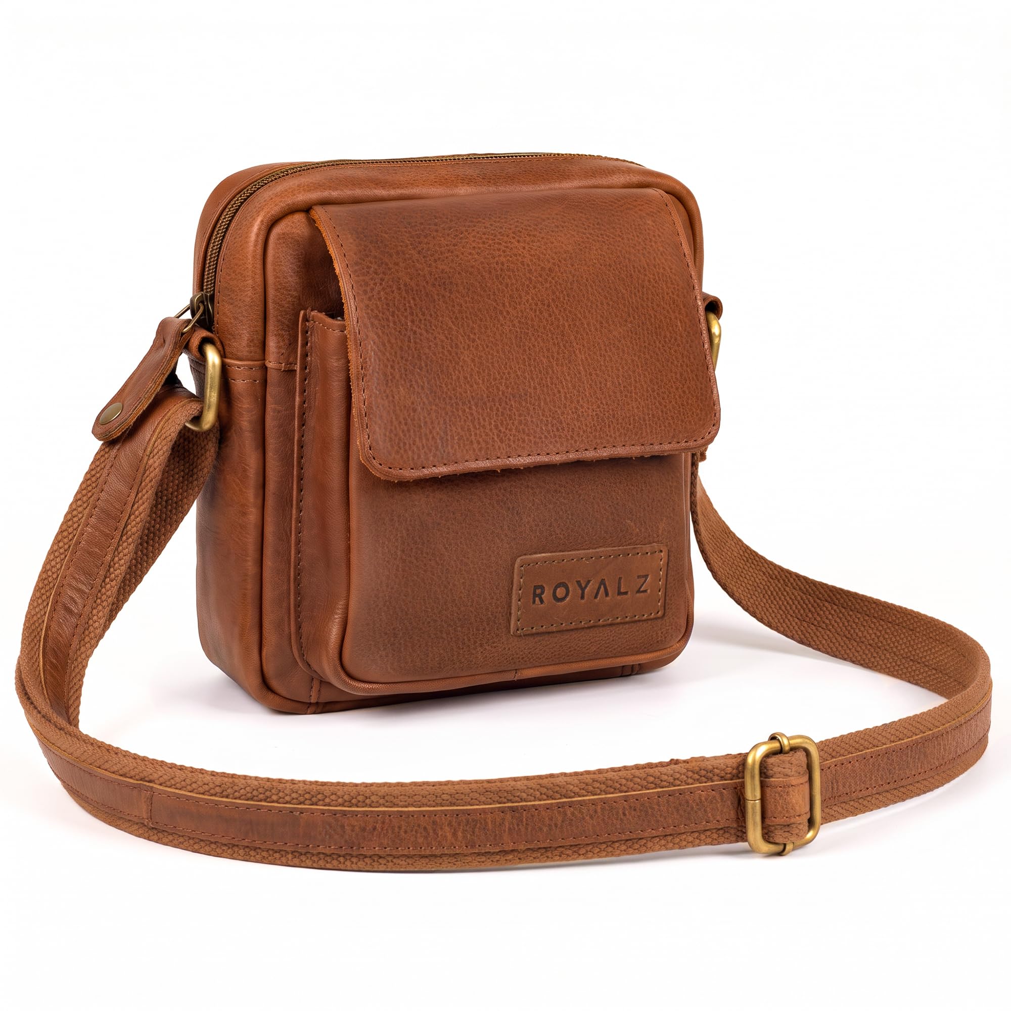 ROYALZ 'Austin' Sac d'épaule Petit pour Hommes en Cuir Véritable - Petite Sacoche Homme Bandouliere Cuir Vintage Messager Besace