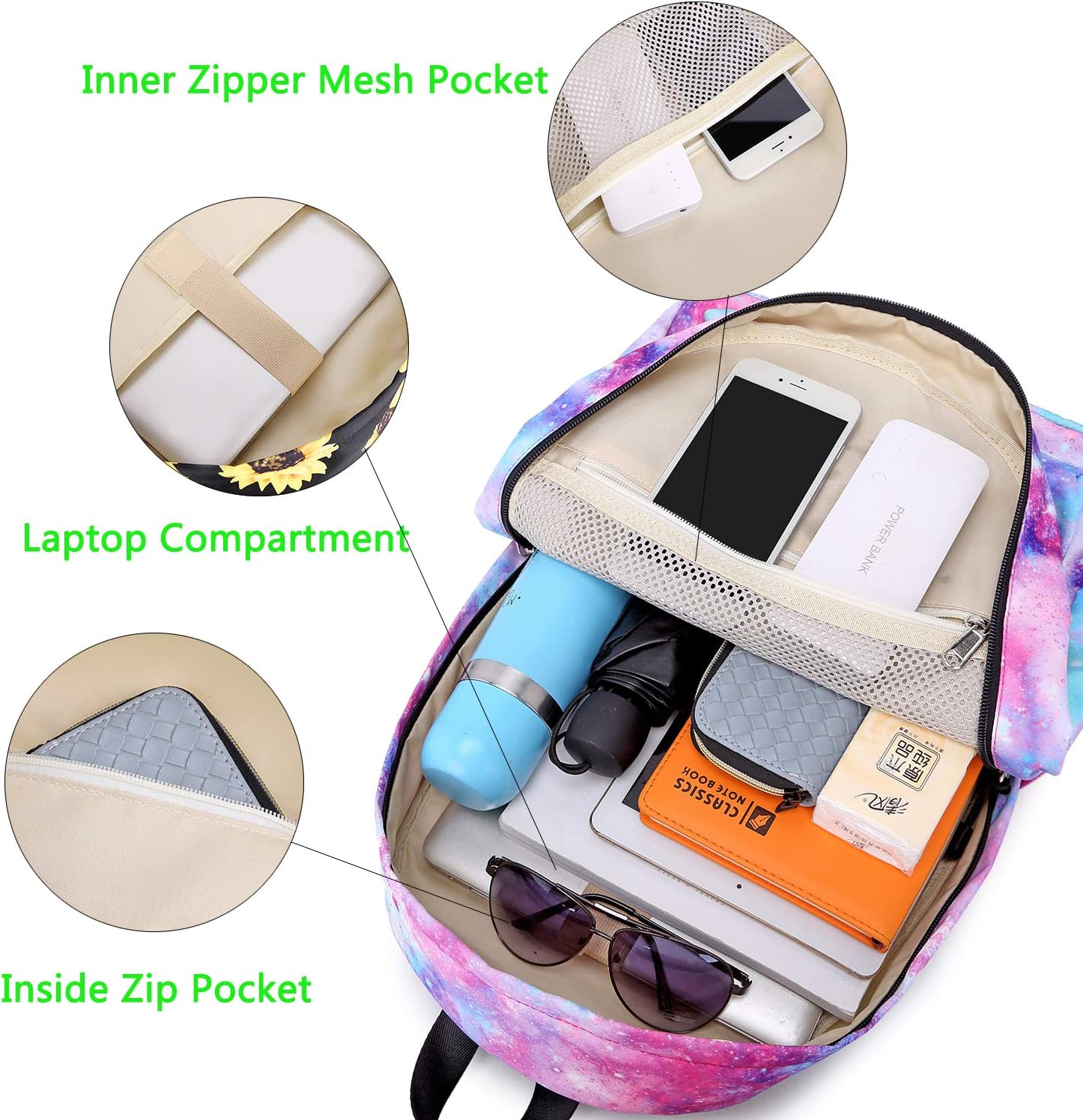 abshoo Lightweight Water Resistant Backpacks for Teen Girls School Backpack with Lunch Bag - Image 5