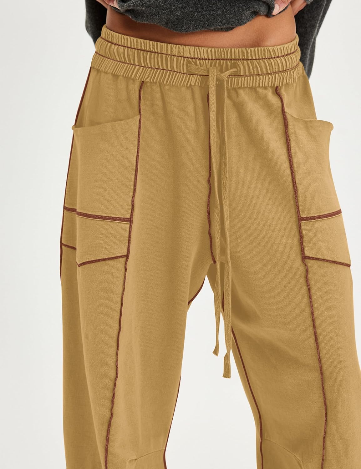 Summer Casual Wide Leg Pants for Women Drawstring Baggy Barrel Sweatpants High Waist Palazzo Lounge Pant with Pockets - Image 2