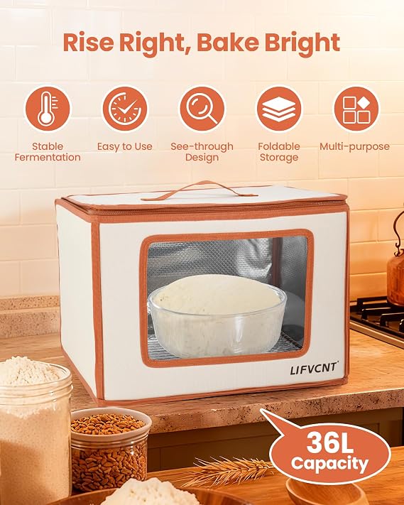 Bread Proofing Set Folding Dough Proofer (68131F, 99H Timer, Metal Rack & Water Tray) + Sourdough Starter Warmer (70100F, Auto On/Off, 112H Timer) for Bread, Pizza, Kombucha, Yogurt & F