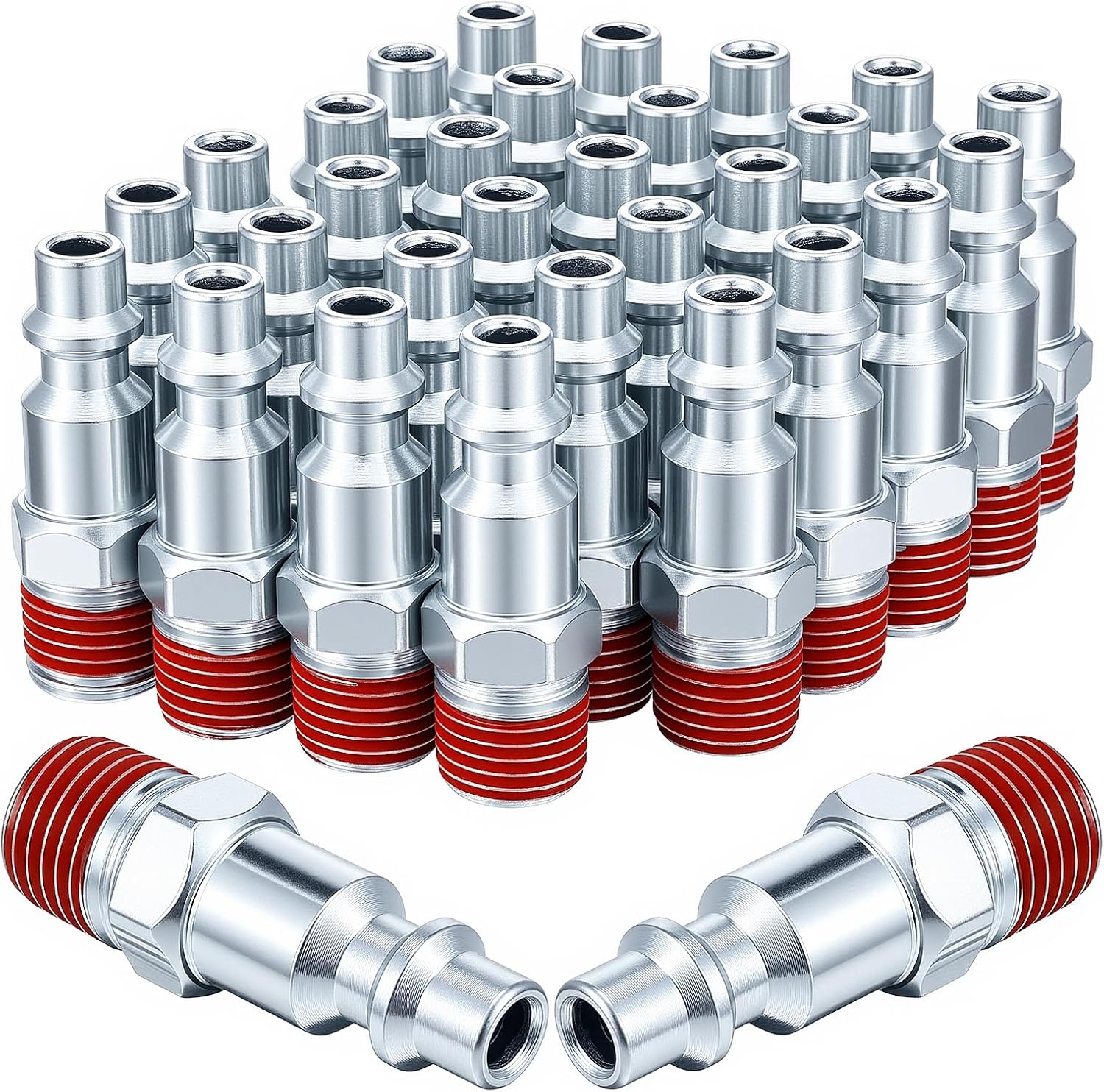 30 Pcs Air Quick Connect Fittings 1/4 Air Hose Fittings, 1/4 Inch Npt Male Industrial Airs Plug for Workplaces, Auto Repair Shops, Garages