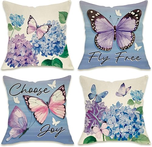 Fahrendom Spring Summer Butterfly Decorative Throw Pillow Covers