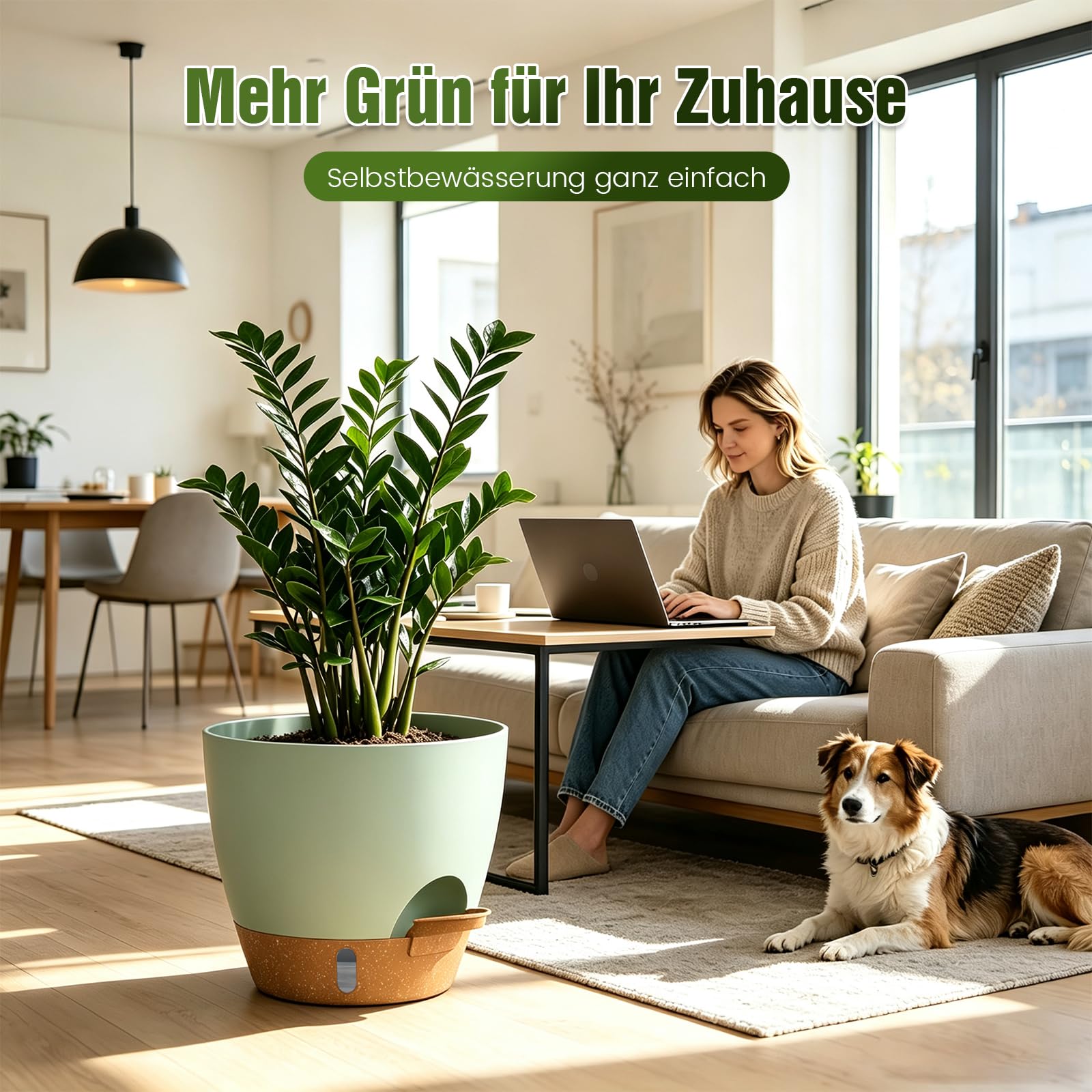 WSMKSZ 30cm Große Selbstbewässerungstopf Innen Außen, 2er Set Blumentöpfe