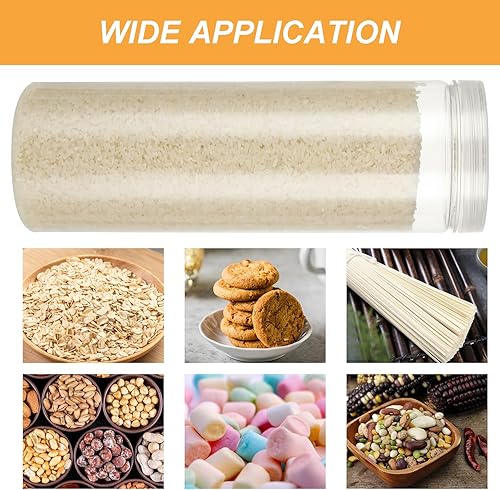 Miniatura 4 de Paquete de 8 tarros de plástico transparente con tapas de 46 onzas46.0 fl oz, vacíos, redondos, de apertura ancha, con tapas de rosca para el hogar,