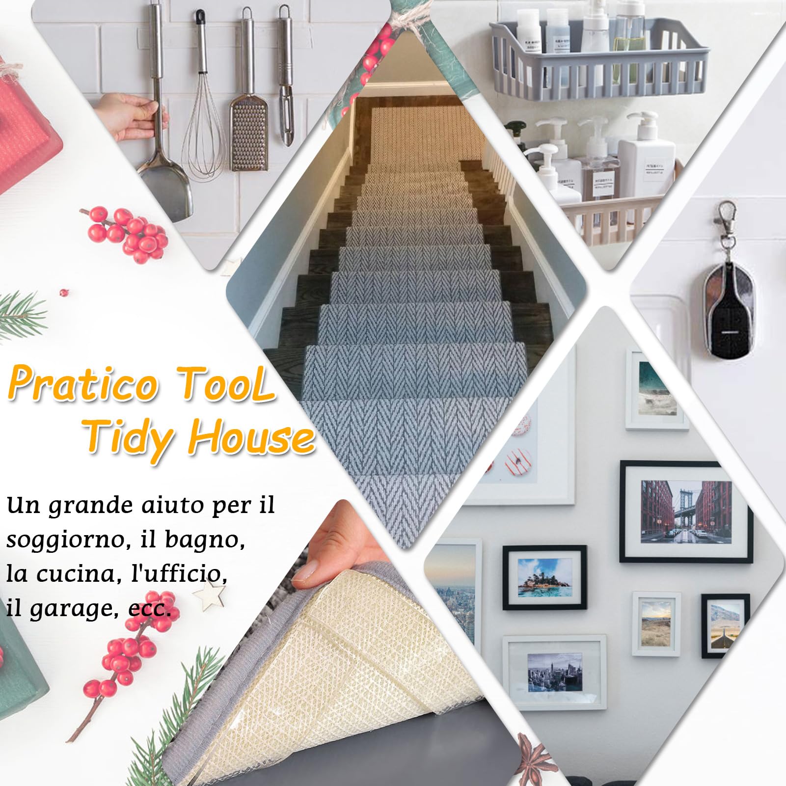 Nastro Biadesivo Extra Forte, Multifunzione Adesivo non Lascia Tracce Riutilizzabile e Lavabile, Per Foto Tappeti e Oggetti (3 metri x 3cm x 2mm)