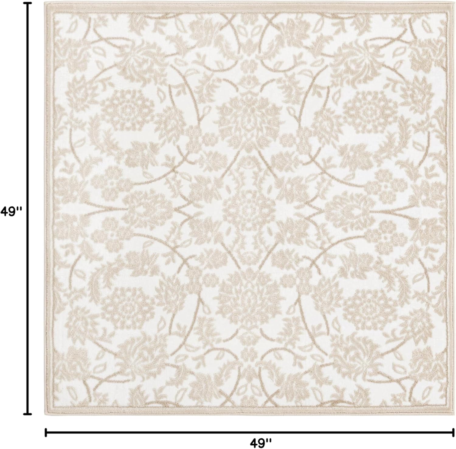 Unique Loom Rushmore Collection Area Rug - Taft (4' 1" Square, Snow White/ Beige)
