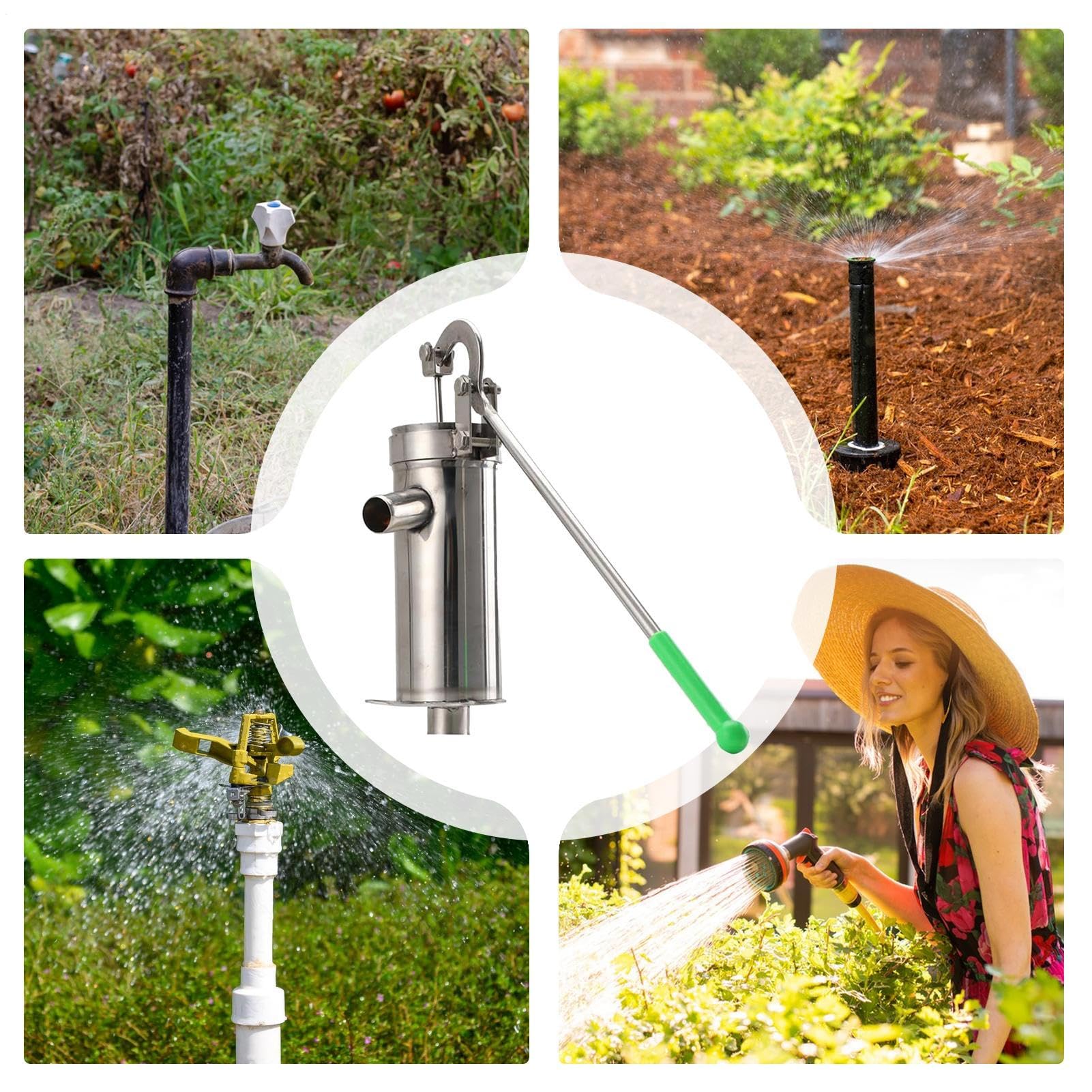 Pompa dell'acqua manuale anticata, pompa manuale per pozzo | fontana a pressione in acciaio inox | pompa manuale per pozzo da giardino | pompa dell'acqua manuale per irrigazione giardino prato
