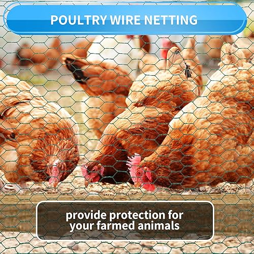 Miniatura 15 de Valla de malla de alambre de pollo negro de 12 x 150 pies, red galvanizada de calibre 20 y rollo de valla de malla de jardín de 1 pulgada, alambre