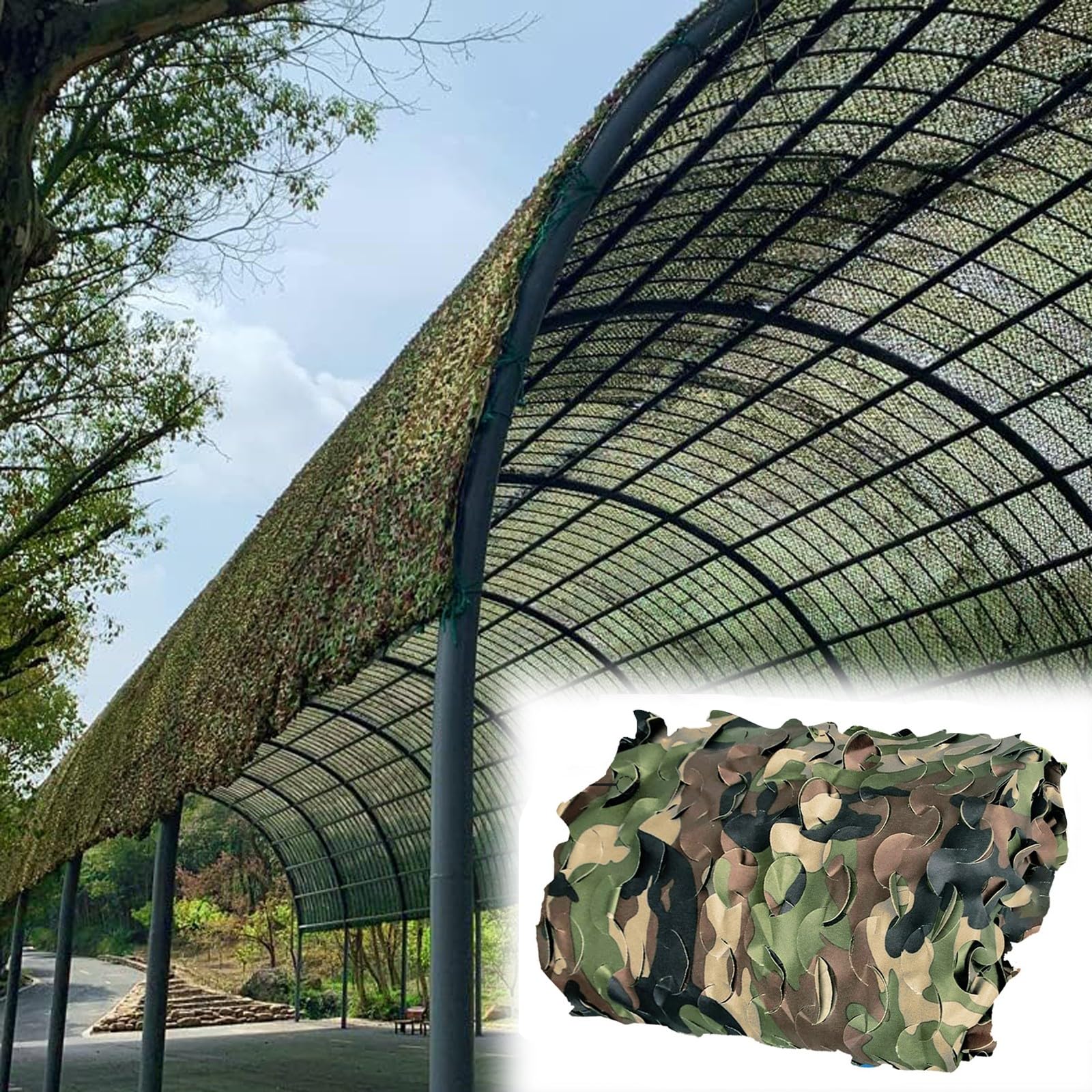 Filet de camouflage extérieur 5x5m | Ombrage anti-chaleur pour camping et jardin