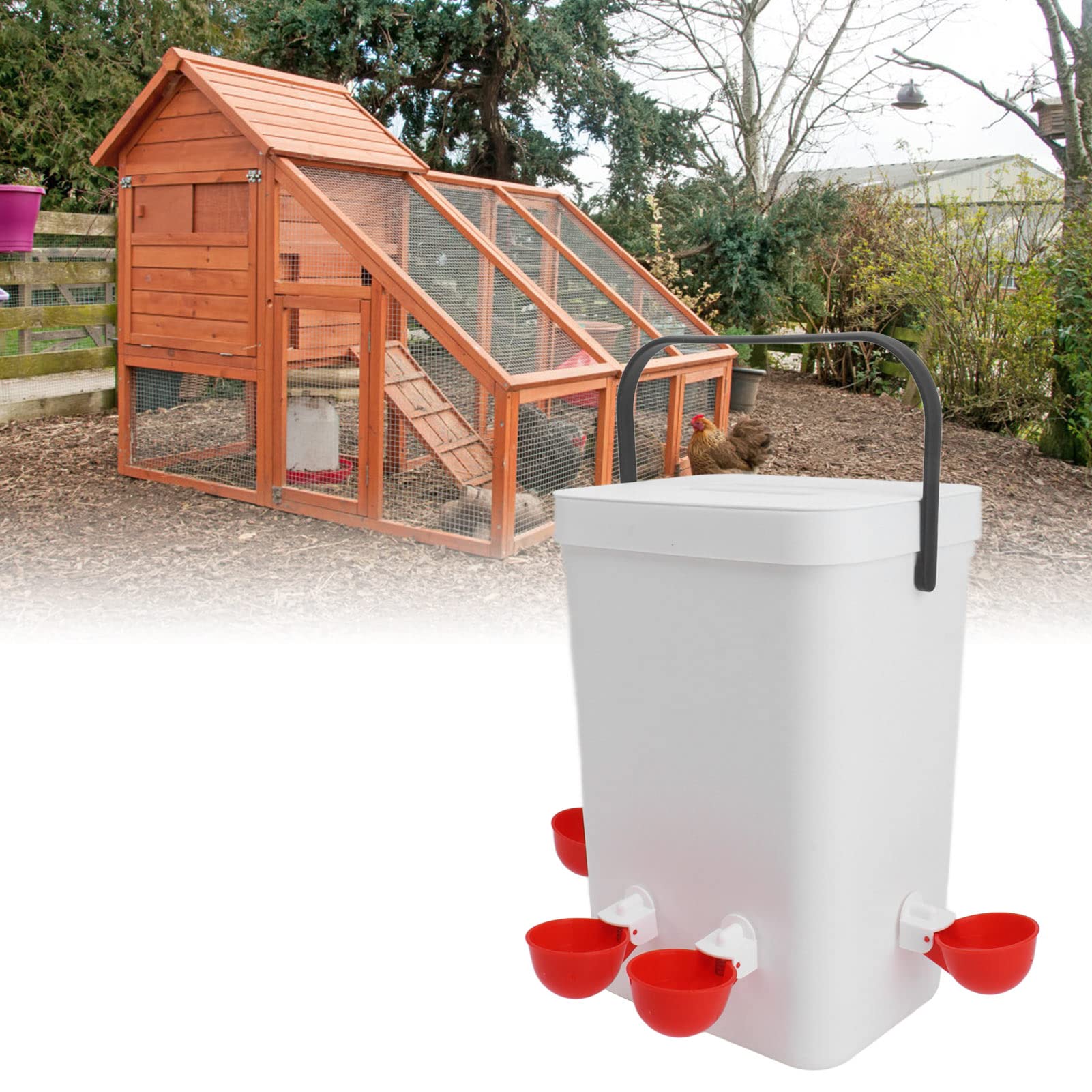 Juego de Bebedero y Comedero Automático para Aves de Corral, 12 litros, Ahorro de Energía, Múltiples Bebederos para Pollos, Patos y Aves de Corral