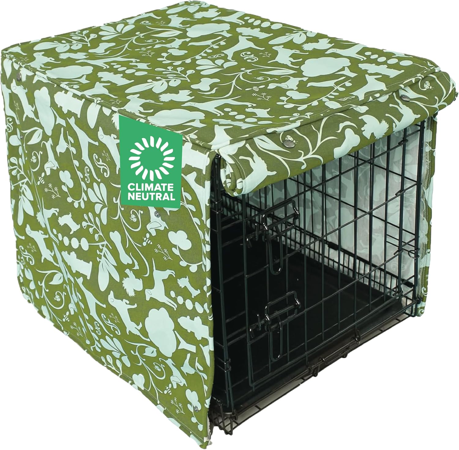 Molly Mutt Amarillo by Morning Dog Crate Cover, 100% Cotton Canvas Cover with 2 Roll-Up Panels, Ideal for Dog or Cat Crate, Durable, Washable, and Free of Harmful Chemicals, 42" x 28" x 31"