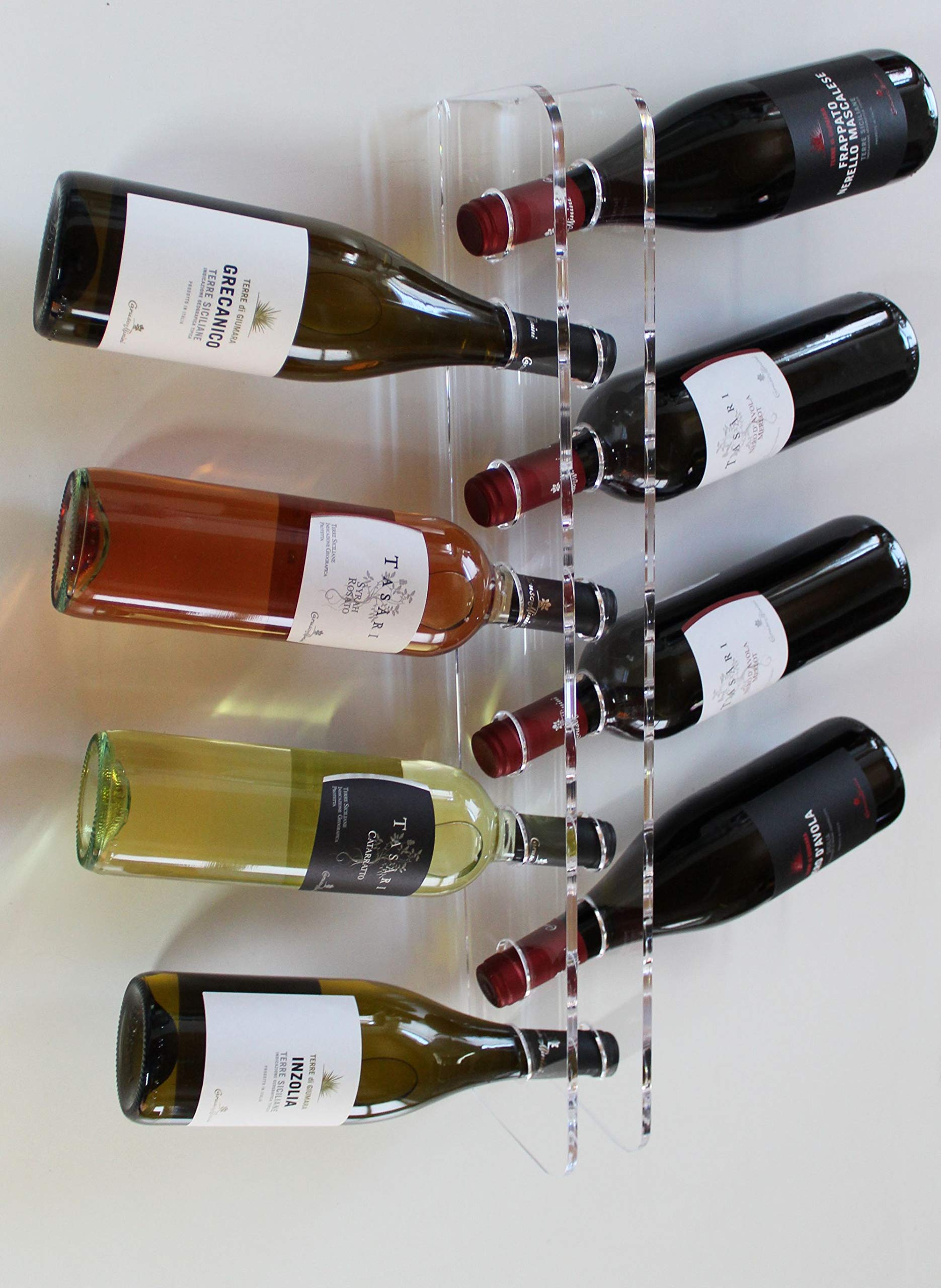 Agplex Cantinetta Vino - Portabottiglie Vino da Parete in vetro acrilico plexig. - Porta Bottiglie di Vino trasparente (Capacità 10 Bottiglie)