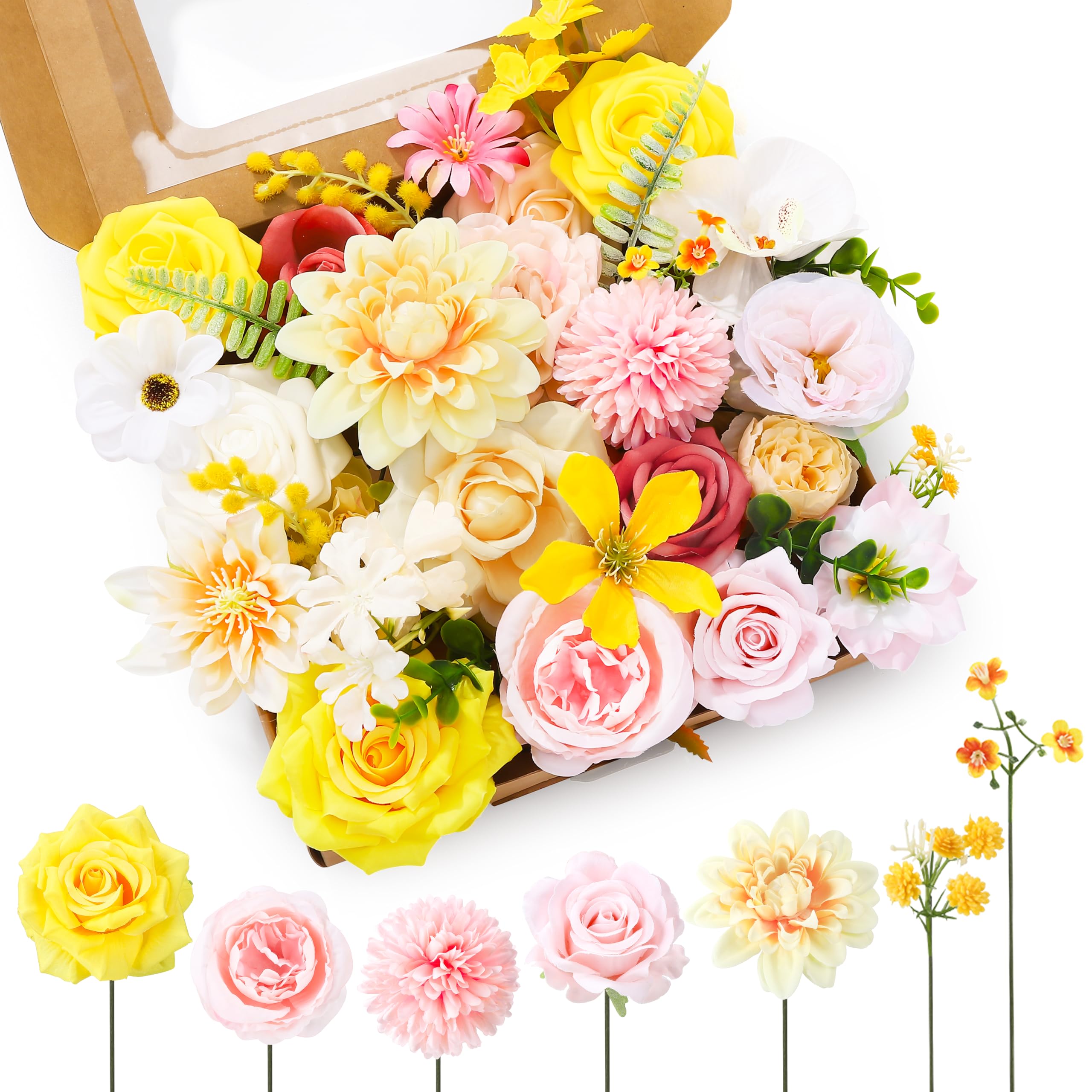 Jspupifip Pink, White, Yellow Artificial Flowers Combo Box