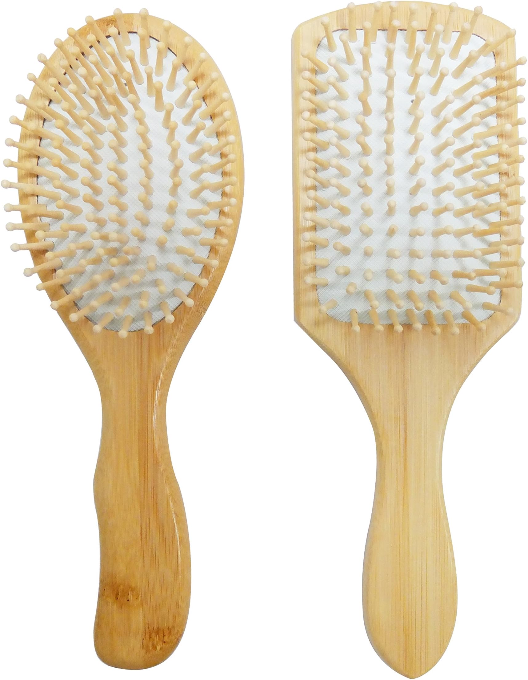 Bamboo Long Handle Hair Brush Scalp Massager, Set of 2