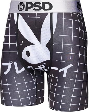PSD Mens Rhd Kanji Grid Boxer Briefs, Black, XL