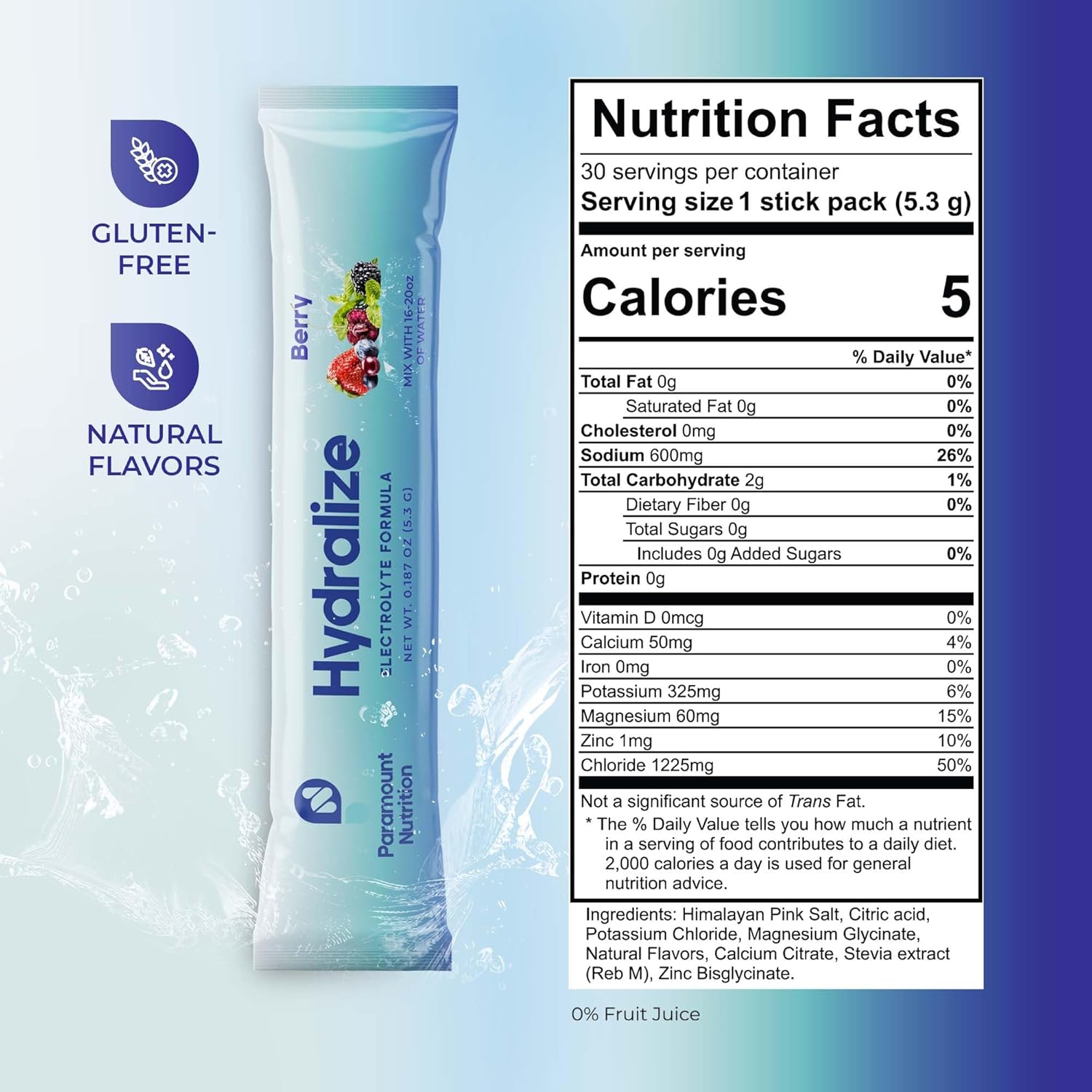 Hydralize Electrolyte Powder Packets - Fast Hydration with Essential Electrolytes - Zero Sugar, Naturally Flavored - Berry - 30 Sticks - Image 2